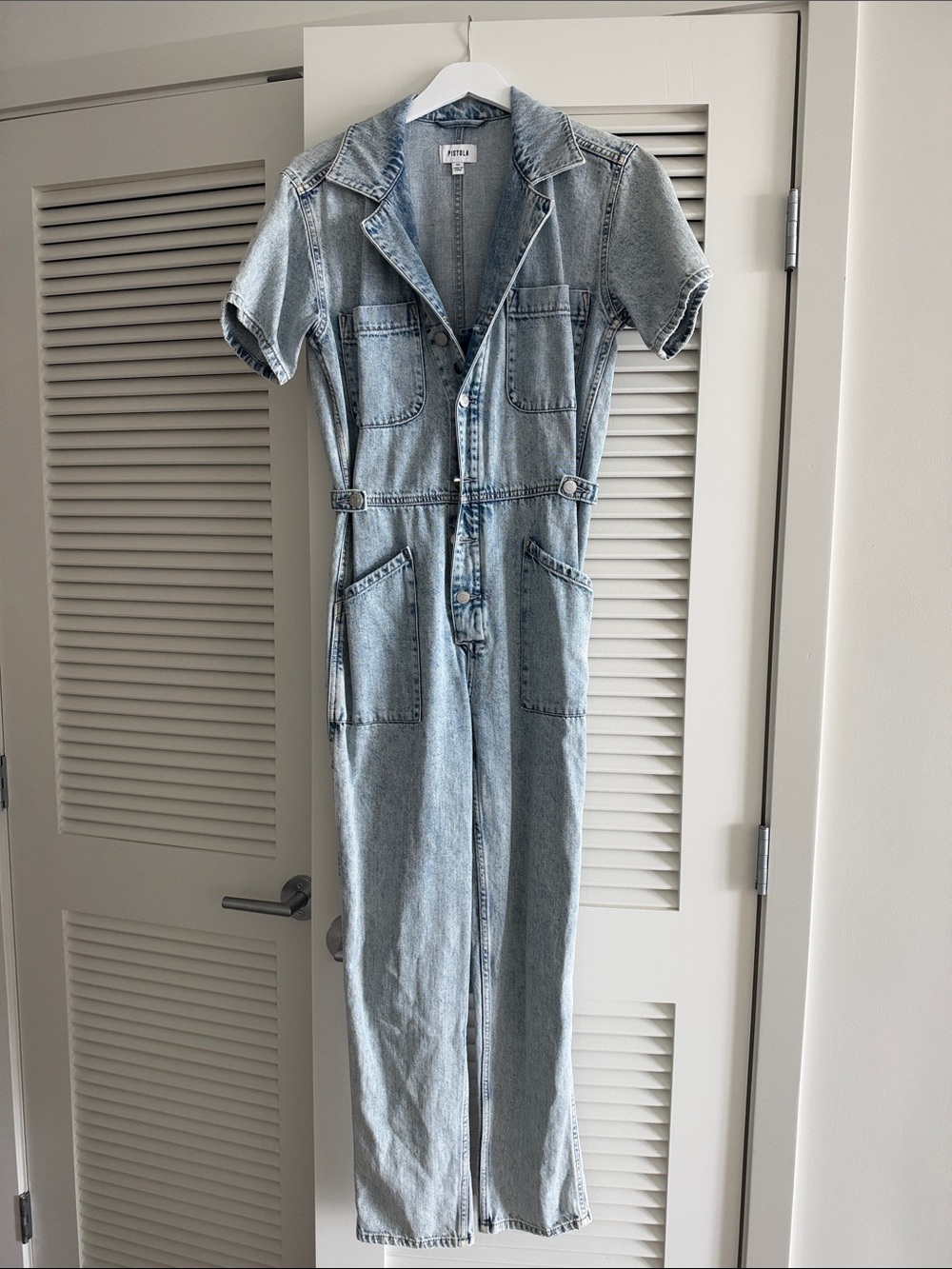 Light Blue Denim Short-Sleeve jumpsuit